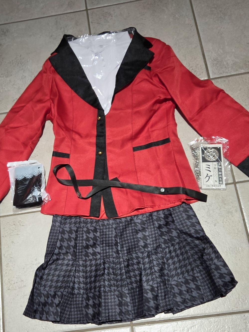 Red and Black Girls' School Costume Jacket & Skirt Set - Unbranded
